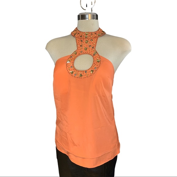 Arden B Orange Embellished Strapless Top Size XS - Picture 9 of 10